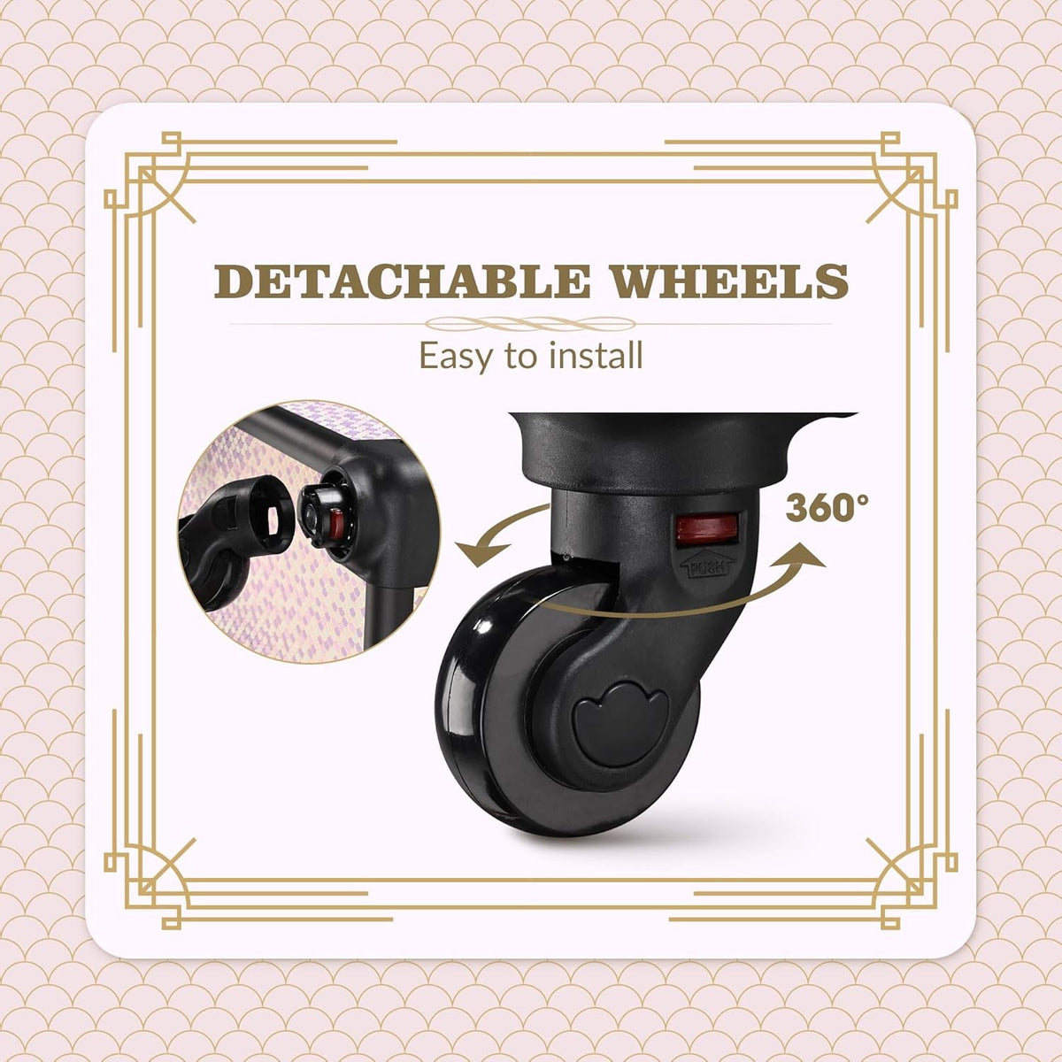 4in1 Cosmetology Case on Wheels w/Cosmetic Storage Makeup Artist | Aluminum Rolling Makeup Suitcase 360° Detachable Wheel Lockable Makeup Case Organizer w/ Mirror Nail Tech AD Graphite