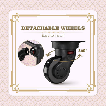 4in1 Cosmetology Case on Wheels w/Cosmetic Storage Makeup Artist | Aluminum Rolling Makeup Suitcase 360° Detachable Wheel Lockable Makeup Case Organizer w/ Mirror Nail Tech AD Graphite