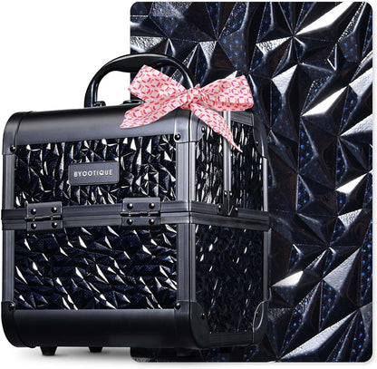4in1 Cosmetology Case on Wheels w/Cosmetic Storage Makeup Artist | Aluminum Rolling Makeup Suitcase 360° Detachable Wheel Lockable Makeup Case Organizer w/ Mirror Nail Tech AD Graphite