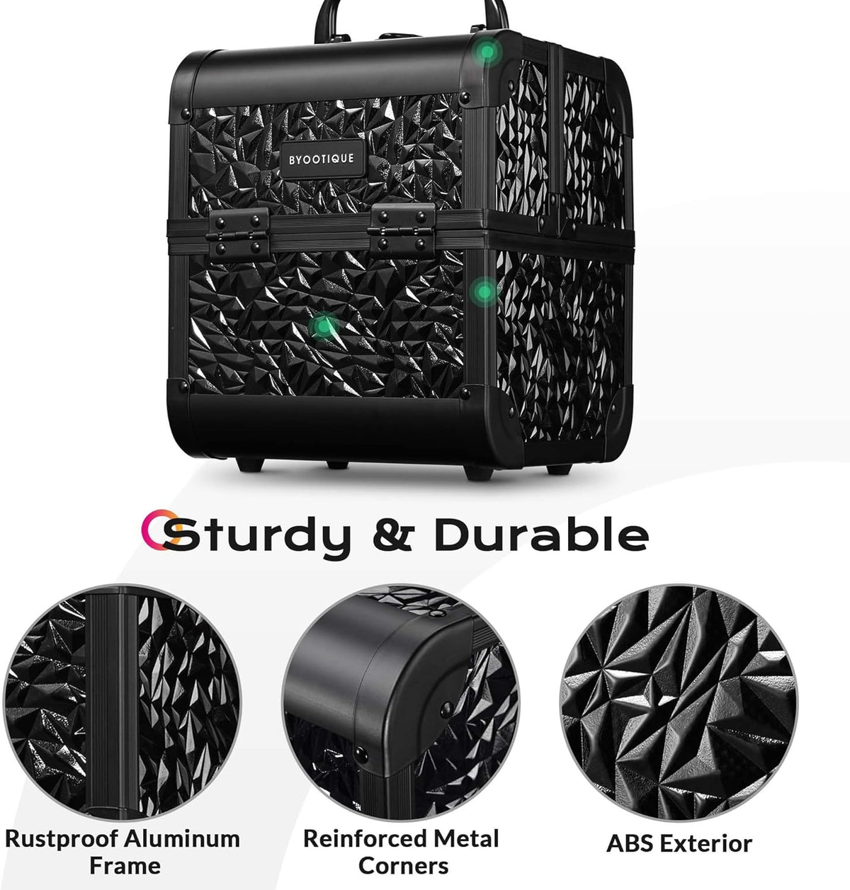4in1 Cosmetology Case on Wheels w/Cosmetic Storage Makeup Artist | Aluminum Rolling Makeup Suitcase 360° Detachable Wheel Lockable Makeup Case Organizer w/ Mirror Nail Tech AD Graphite