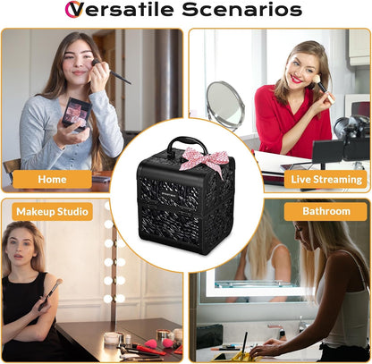 4in1 Cosmetology Case on Wheels w/Cosmetic Storage Makeup Artist | Aluminum Rolling Makeup Suitcase 360° Detachable Wheel Lockable Makeup Case Organizer w/ Mirror Nail Tech AD Graphite