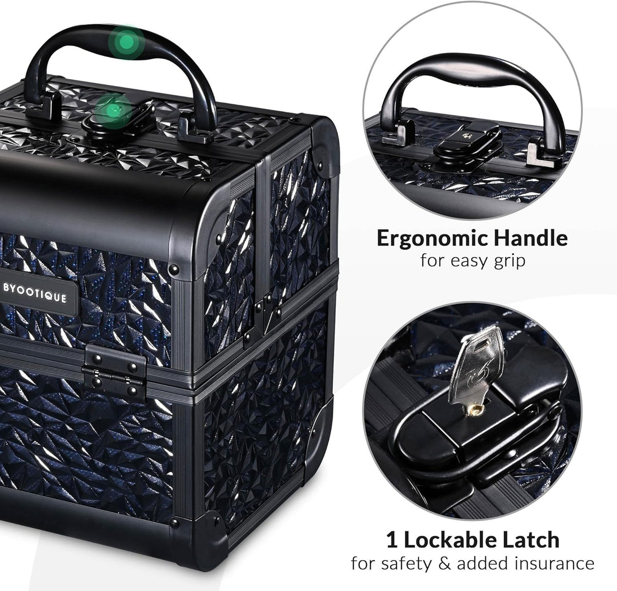 4in1 Cosmetology Case on Wheels w/Cosmetic Storage Makeup Artist | Aluminum Rolling Makeup Suitcase 360° Detachable Wheel Lockable Makeup Case Organizer w/ Mirror Nail Tech AD Graphite