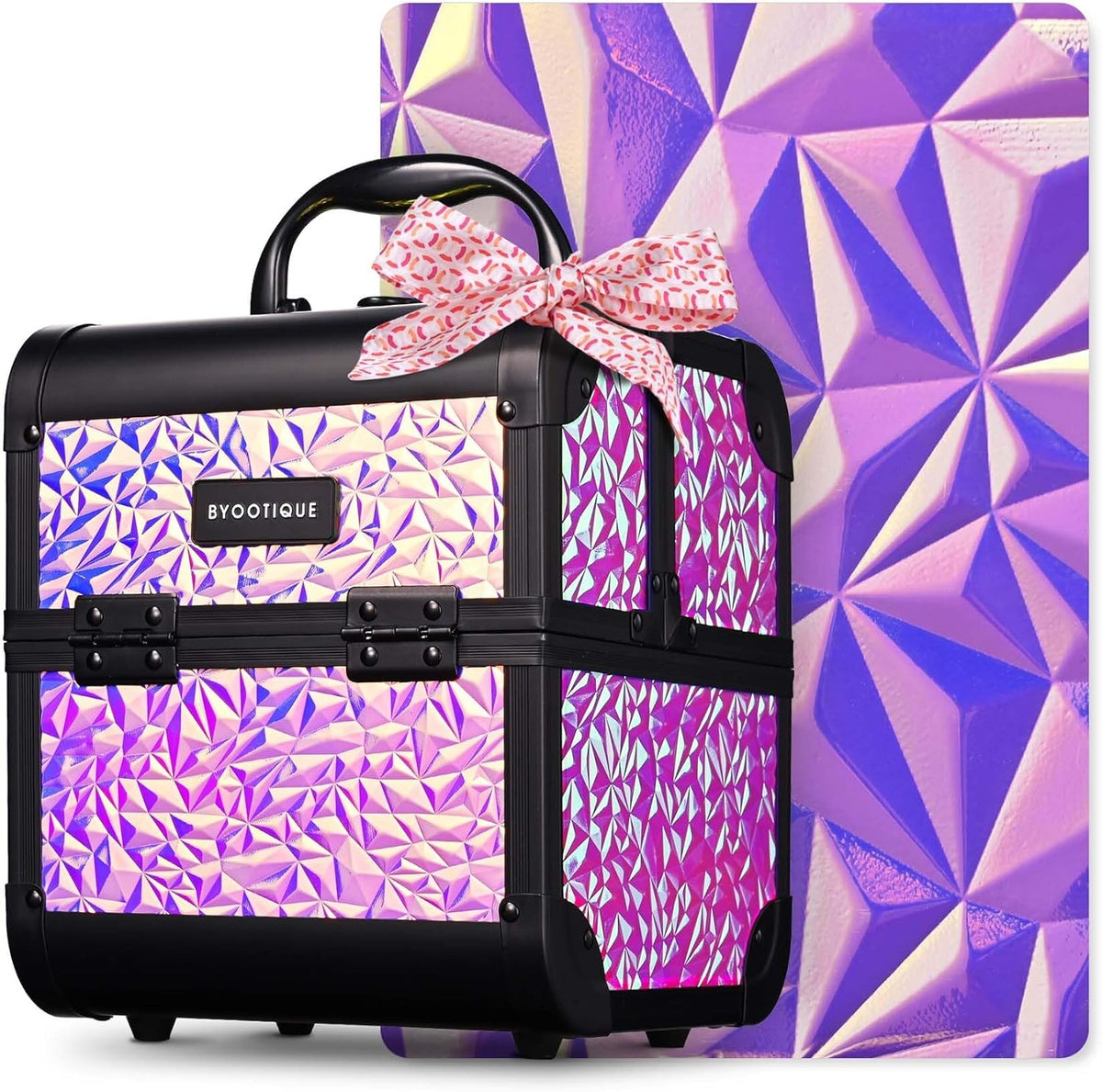 4in1 Cosmetology Case on Wheels w/Cosmetic Storage Makeup Artist | Aluminum Rolling Makeup Suitcase 360° Detachable Wheel Lockable Makeup Case Organizer w/ Mirror Nail Tech AD Graphite