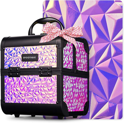 4in1 Cosmetology Case on Wheels w/Cosmetic Storage Makeup Artist | Aluminum Rolling Makeup Suitcase 360° Detachable Wheel Lockable Makeup Case Organizer w/ Mirror Nail Tech AD Graphite