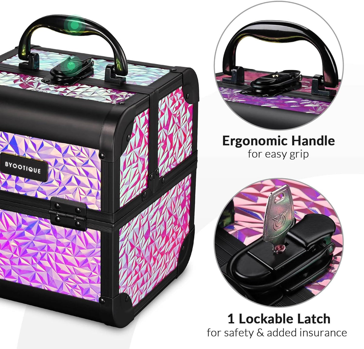 4in1 Cosmetology Case on Wheels w/Cosmetic Storage Makeup Artist | Aluminum Rolling Makeup Suitcase 360° Detachable Wheel Lockable Makeup Case Organizer w/ Mirror Nail Tech AD Graphite