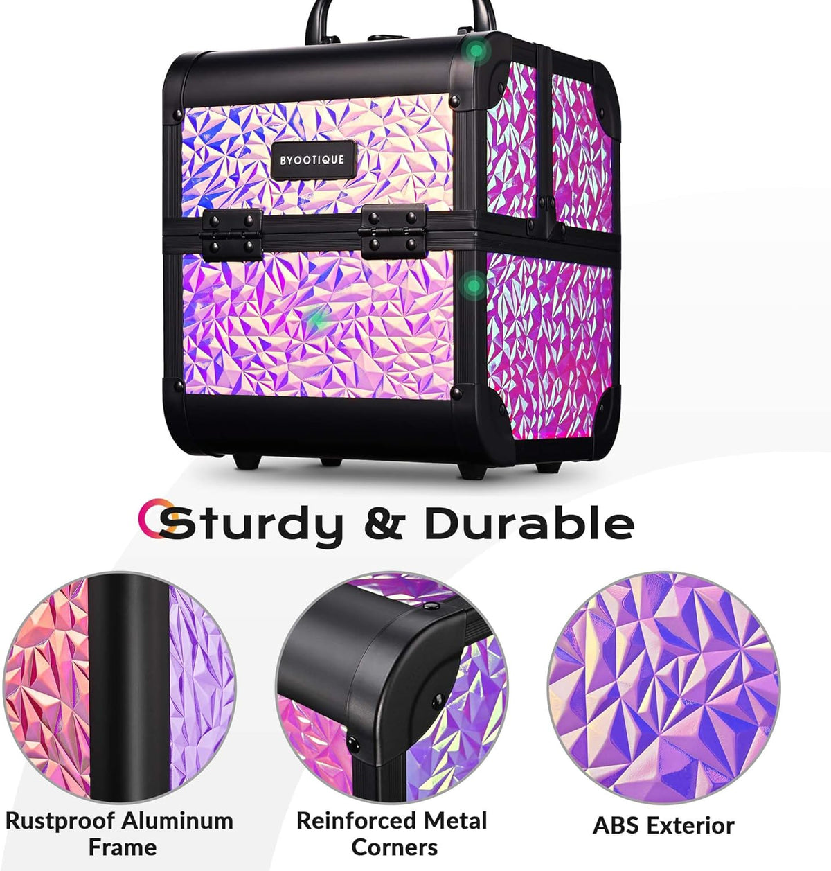 4in1 Cosmetology Case on Wheels w/Cosmetic Storage Makeup Artist | Aluminum Rolling Makeup Suitcase 360° Detachable Wheel Lockable Makeup Case Organizer w/ Mirror Nail Tech AD Graphite