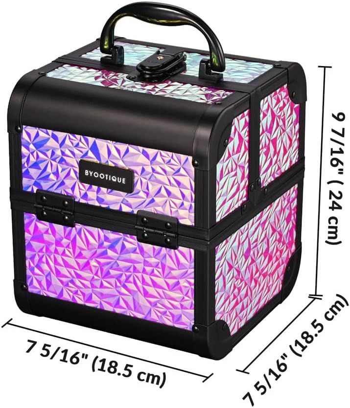 4in1 Cosmetology Case on Wheels w/Cosmetic Storage Makeup Artist | Aluminum Rolling Makeup Suitcase 360° Detachable Wheel Lockable Makeup Case Organizer w/ Mirror Nail Tech AD Graphite