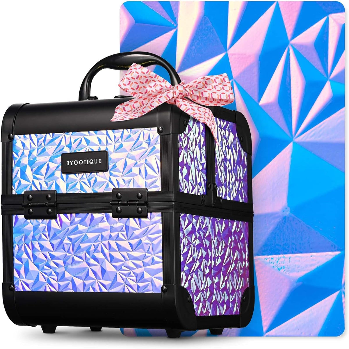 4in1 Cosmetology Case on Wheels w/Cosmetic Storage Makeup Artist | Aluminum Rolling Makeup Suitcase 360° Detachable Wheel Lockable Makeup Case Organizer w/ Mirror Nail Tech AD Graphite