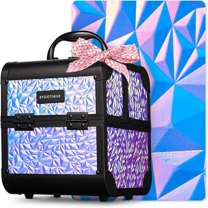 4in1 Cosmetology Case on Wheels w/Cosmetic Storage Makeup Artist | Aluminum Rolling Makeup Suitcase 360° Detachable Wheel Lockable Makeup Case Organizer w/ Mirror Nail Tech AD Graphite