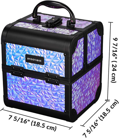 4in1 Cosmetology Case on Wheels w/Cosmetic Storage Makeup Artist | Aluminum Rolling Makeup Suitcase 360° Detachable Wheel Lockable Makeup Case Organizer w/ Mirror Nail Tech AD Graphite