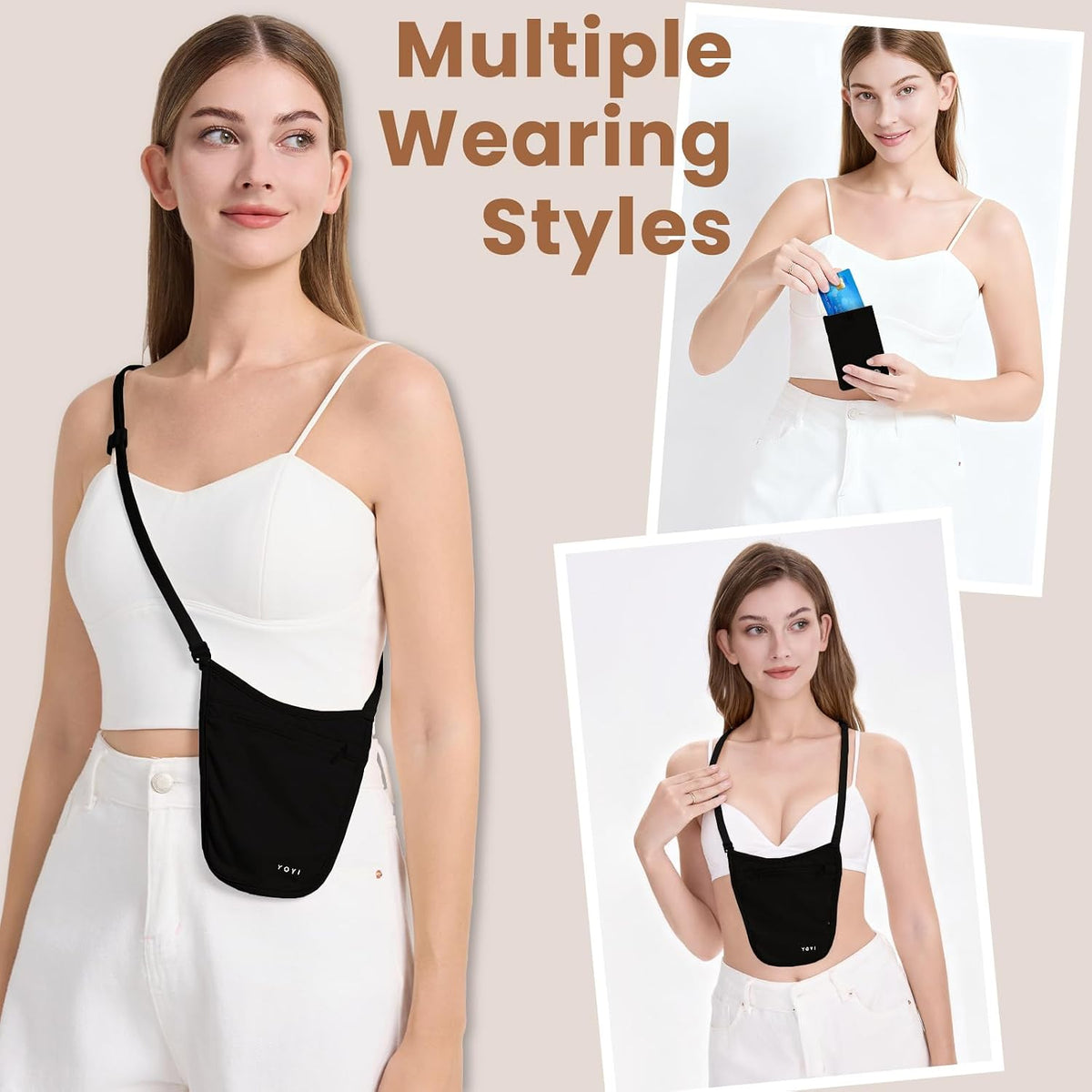 Crossbody Money Belt with Detachable Cardholder, Hidden Travel wallet for Money & Passport - Lightweight, Secure, and Invisible Design for Travel