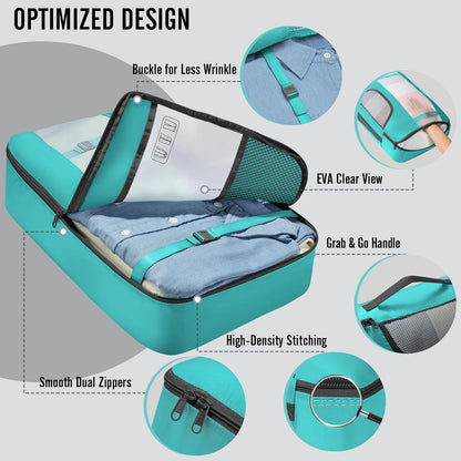 10 Set Packing Cubes for Travel Essentials, Suitcase Organizer Bags in 4 Sizes, Carry-On Luggage Accessories with Laundry Bag, Airplane Must Have with 99-Count Mesh Holes