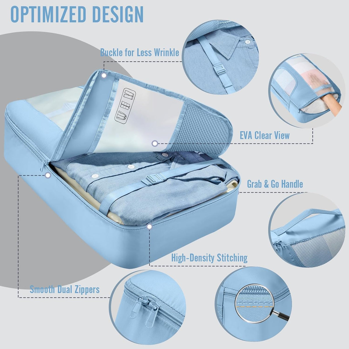 10 Set Packing Cubes for Travel Essentials, Suitcase Organizer Bags in 4 Sizes, Carry-On Luggage Accessories with Laundry Bag, Airplane Must Have with 99-Count Mesh Holes