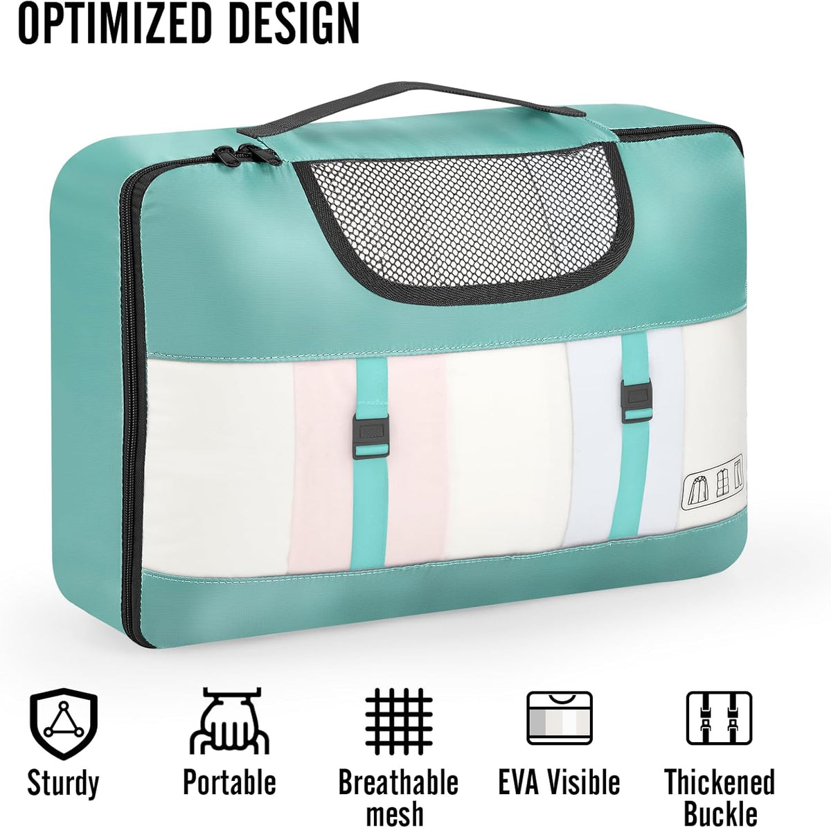 10 Set Packing Cubes for Travel Essentials, Suitcase Organizer Bags in 4 Sizes, Carry-On Luggage Accessories with Laundry Bag, Airplane Must Have with 99-Count Mesh Holes