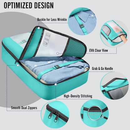 10 Set Packing Cubes for Travel Essentials, Suitcase Organizer Bags in 4 Sizes, Carry-On Luggage Accessories with Laundry Bag, Airplane Must Have with 99-Count Mesh Holes