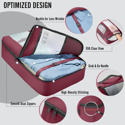 10 Set Packing Cubes for Travel Essentials, Suitcase Organizer Bags in 4 Sizes, Carry-On Luggage Accessories with Laundry Bag, Airplane Must Have with 99-Count Mesh Holes