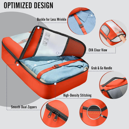 10 Set Packing Cubes for Travel Essentials, Suitcase Organizer Bags in 4 Sizes, Carry-On Luggage Accessories with Laundry Bag, Airplane Must Have with 99-Count Mesh Holes