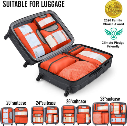 10 Set Packing Cubes for Travel Essentials, Suitcase Organizer Bags in 4 Sizes, Carry-On Luggage Accessories with Laundry Bag, Airplane Must Have with 99-Count Mesh Holes