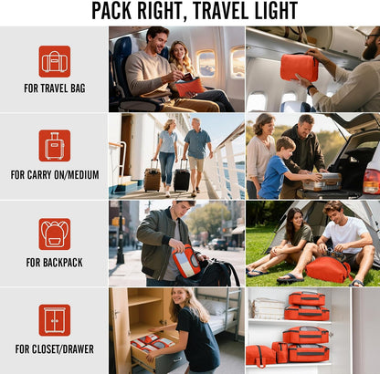 10 Set Packing Cubes for Travel Essentials, Suitcase Organizer Bags in 4 Sizes, Carry-On Luggage Accessories with Laundry Bag, Airplane Must Have with 99-Count Mesh Holes
