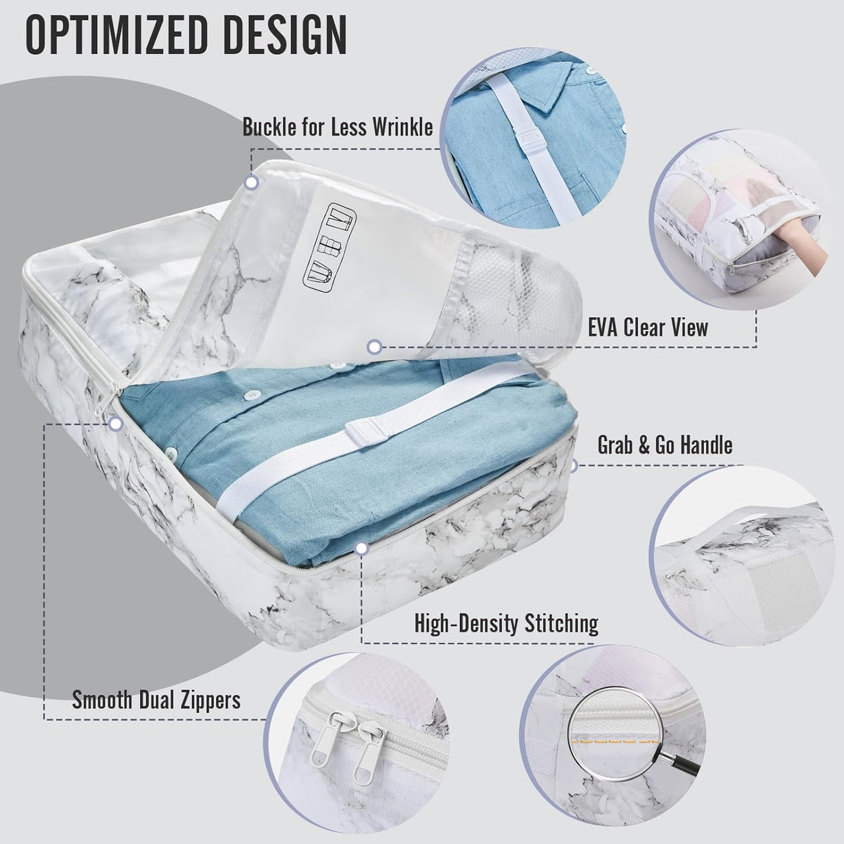 10 Set Packing Cubes for Travel Essentials, Suitcase Organizer Bags in 4 Sizes, Carry-On Luggage Accessories with Laundry Bag, Airplane Must Have with 99-Count Mesh Holes
