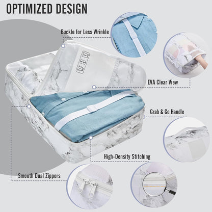 10 Set Packing Cubes for Travel Essentials, Suitcase Organizer Bags in 4 Sizes, Carry-On Luggage Accessories with Laundry Bag, Airplane Must Have with 99-Count Mesh Holes