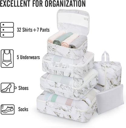 10 Set Packing Cubes for Travel Essentials, Suitcase Organizer Bags in 4 Sizes, Carry-On Luggage Accessories with Laundry Bag, Airplane Must Have with 99-Count Mesh Holes