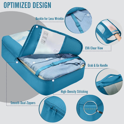 10 Set Packing Cubes for Travel Essentials, Suitcase Organizer Bags in 4 Sizes, Carry-On Luggage Accessories with Laundry Bag, Airplane Must Have with 99-Count Mesh Holes