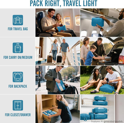 10 Set Packing Cubes for Travel Essentials, Suitcase Organizer Bags in 4 Sizes, Carry-On Luggage Accessories with Laundry Bag, Airplane Must Have with 99-Count Mesh Holes