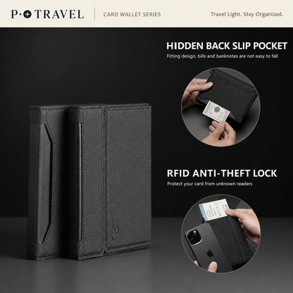 Travel Passport Holder - Family Passport Wallet Holder, Lightweight Portable Travel Document Organizer Passport Card Cover with Zipper Pocket (Black)