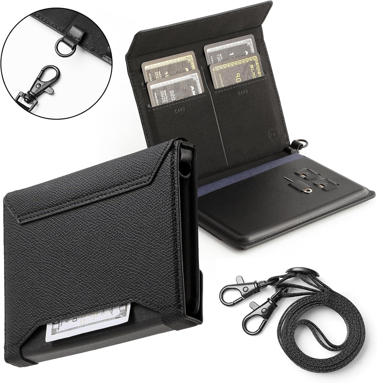 Travel Passport Holder - Family Passport Wallet Holder, Lightweight Portable Travel Document Organizer Passport Card Cover with Zipper Pocket (Black)
