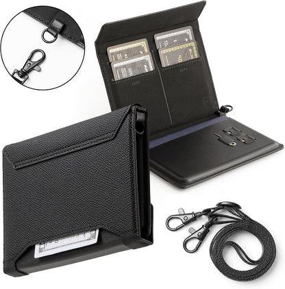 Travel Passport Holder - Family Passport Wallet Holder, Lightweight Portable Travel Document Organizer Passport Card Cover with Zipper Pocket (Black)