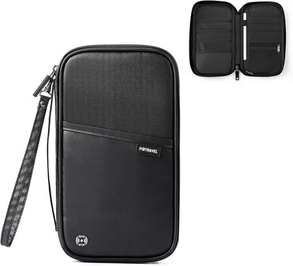 Travel Passport Holder - Family Passport Wallet Holder, Lightweight Portable Travel Document Organizer Passport Card Cover with Zipper Pocket (Black)