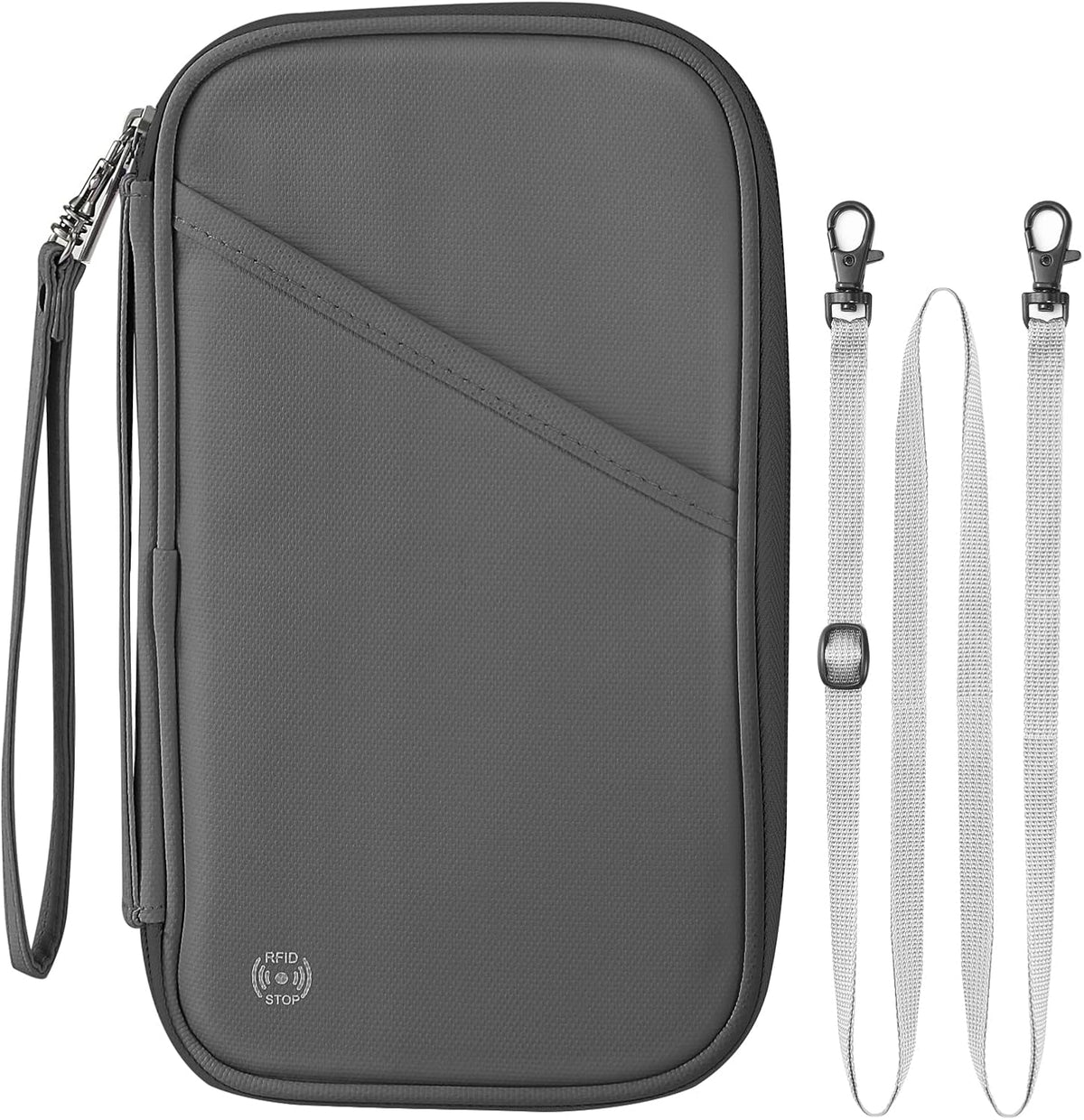 Travel Passport Holder - Family Passport Wallet Holder, Lightweight Portable Travel Document Organizer Passport Card Cover with Zipper Pocket (Black)