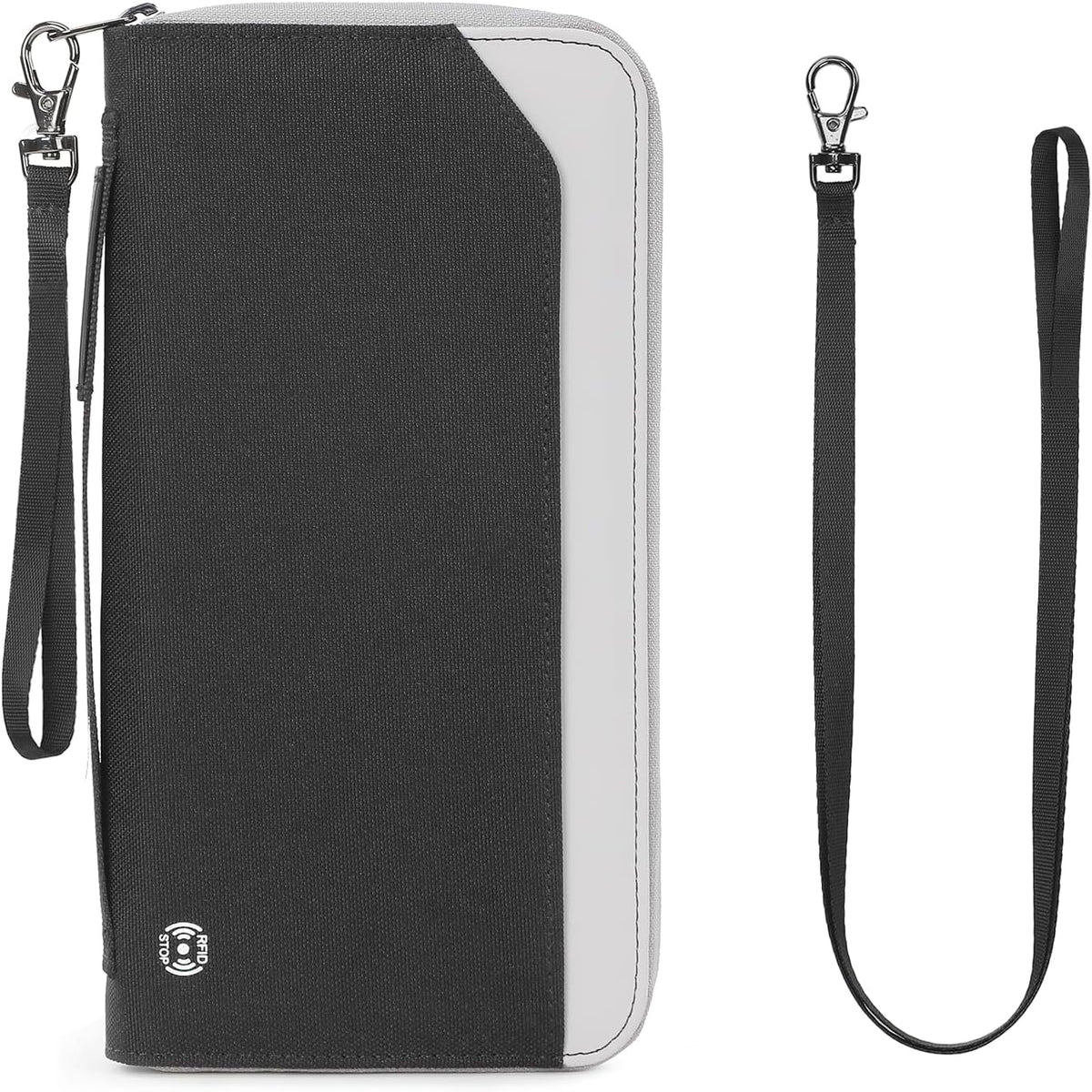 Travel Passport Holder - Family Passport Wallet Holder, Lightweight Portable Travel Document Organizer Passport Card Cover with Zipper Pocket (Black)
