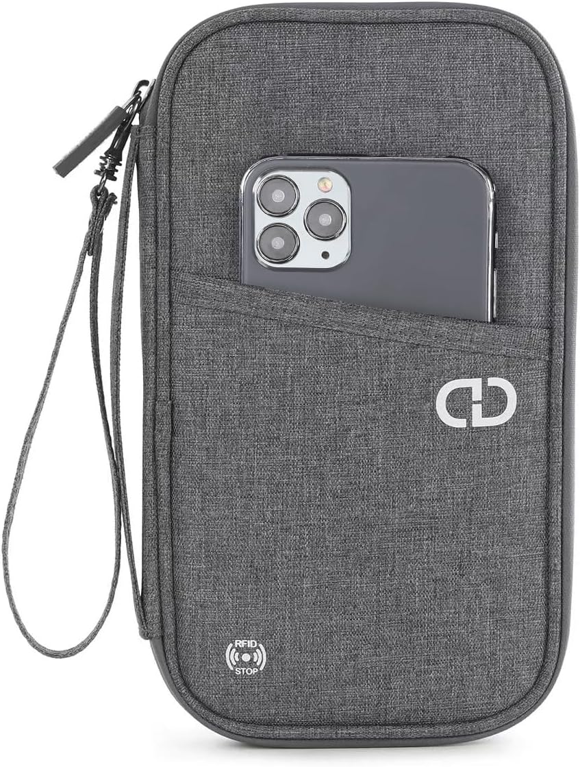 Travel Passport Holder - Family Passport Wallet Holder, Lightweight Portable Travel Document Organizer Passport Card Cover with Zipper Pocket (Black)