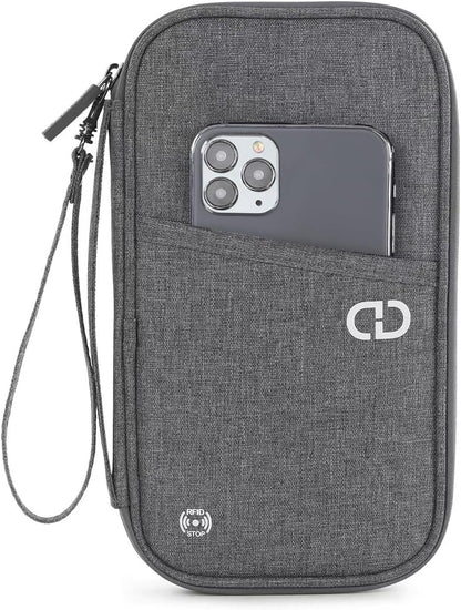 Travel Passport Holder - Family Passport Wallet Holder, Lightweight Portable Travel Document Organizer Passport Card Cover with Zipper Pocket (Black)