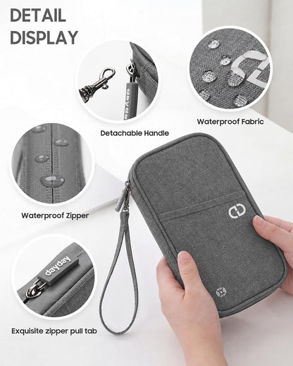 Travel Passport Holder - Family Passport Wallet Holder, Lightweight Portable Travel Document Organizer Passport Card Cover with Zipper Pocket (Black)