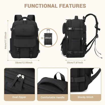 Travel Backpack for Women Men Carry On Flight Approved 3pcs Set Personal Item Travel Bag With Luggage Strap
