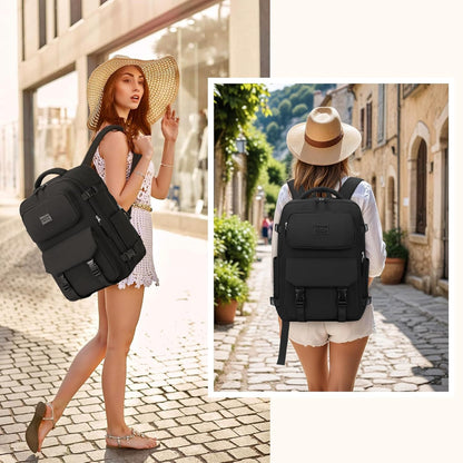 Travel Backpack for Women Men Carry On Flight Approved 3pcs Set Personal Item Travel Bag With Luggage Strap
