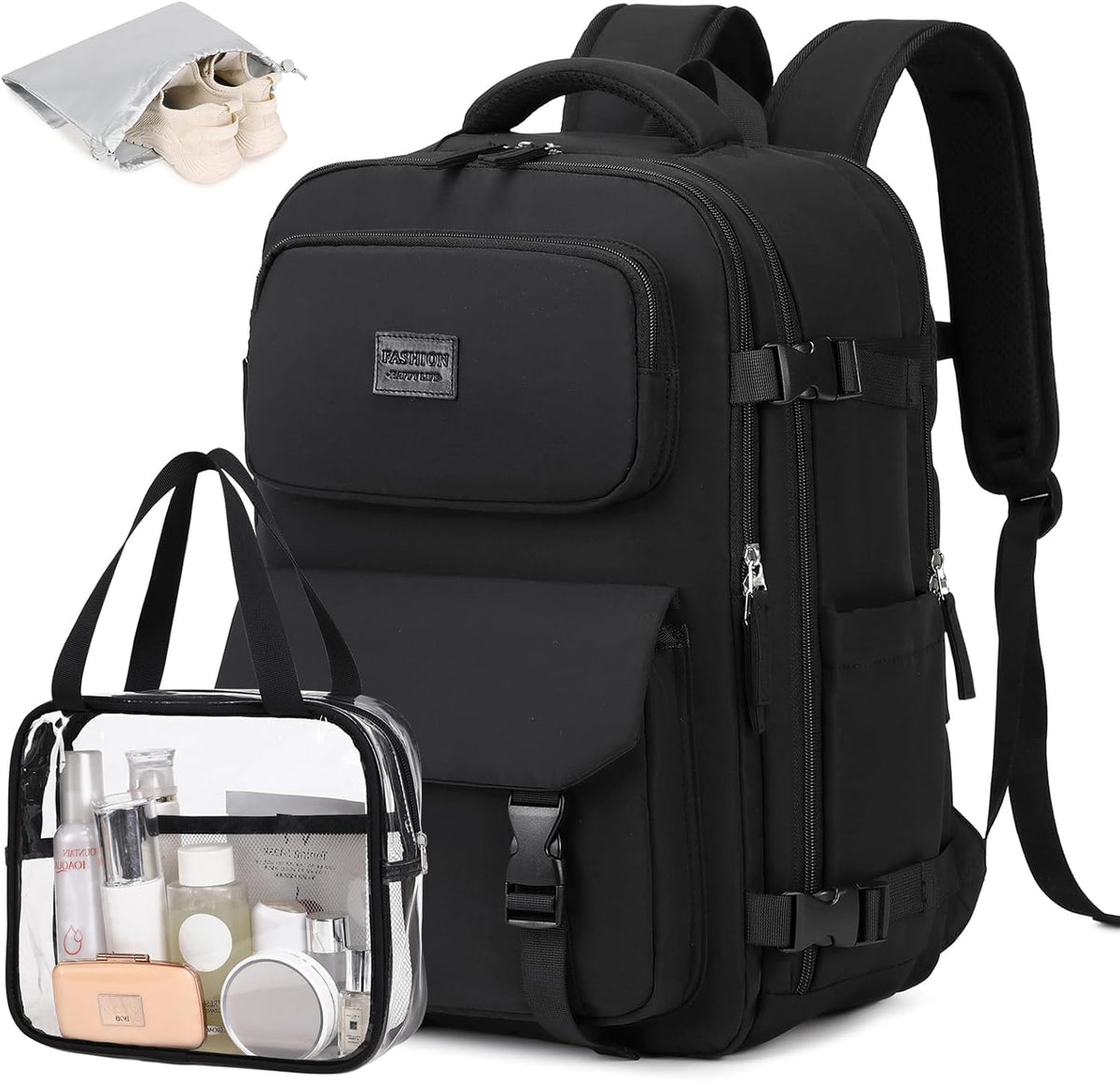 Travel Backpack for Women Men Carry On Flight Approved 3pcs Set Personal Item Travel Bag With Luggage Strap