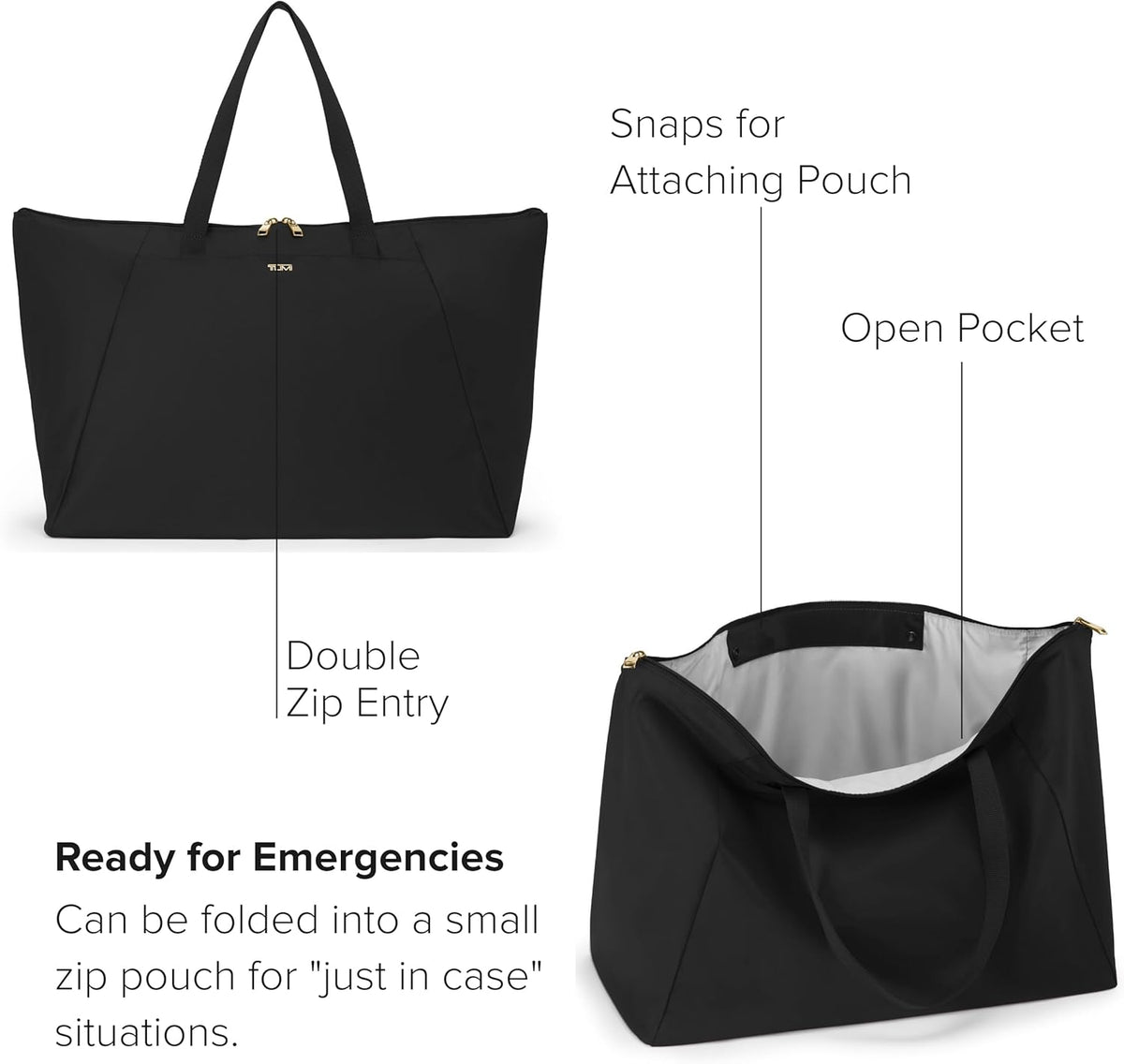 Just In Case Tote - Packable Travel Tote Bag for Women & Men - Carry Travel Accessories Easily