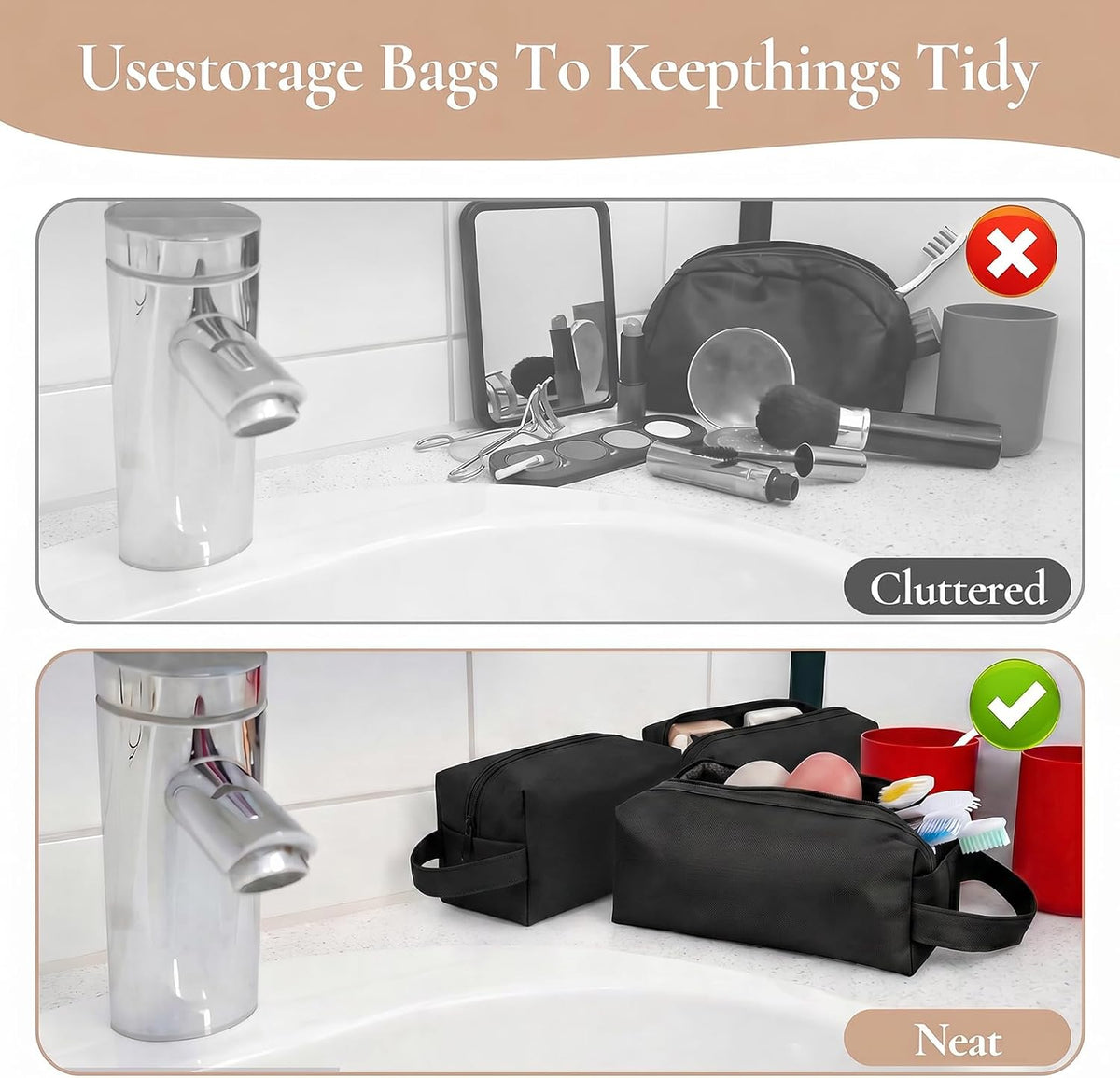 2 Pcs Men Toiletry Travel Bag,Waterproof Mens Toiletry Bags | Oxford Cloth Toiletry Bag for Men Small,Hanging Travel Toiletry Bag Men,Travel Essentials Accessories (Black)