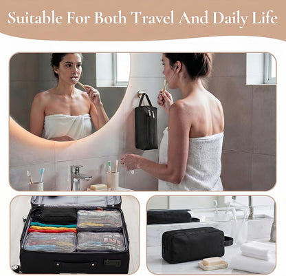 2 Pcs Men Toiletry Travel Bag,Waterproof Mens Toiletry Bags | Oxford Cloth Toiletry Bag for Men Small,Hanging Travel Toiletry Bag Men,Travel Essentials Accessories (Black)