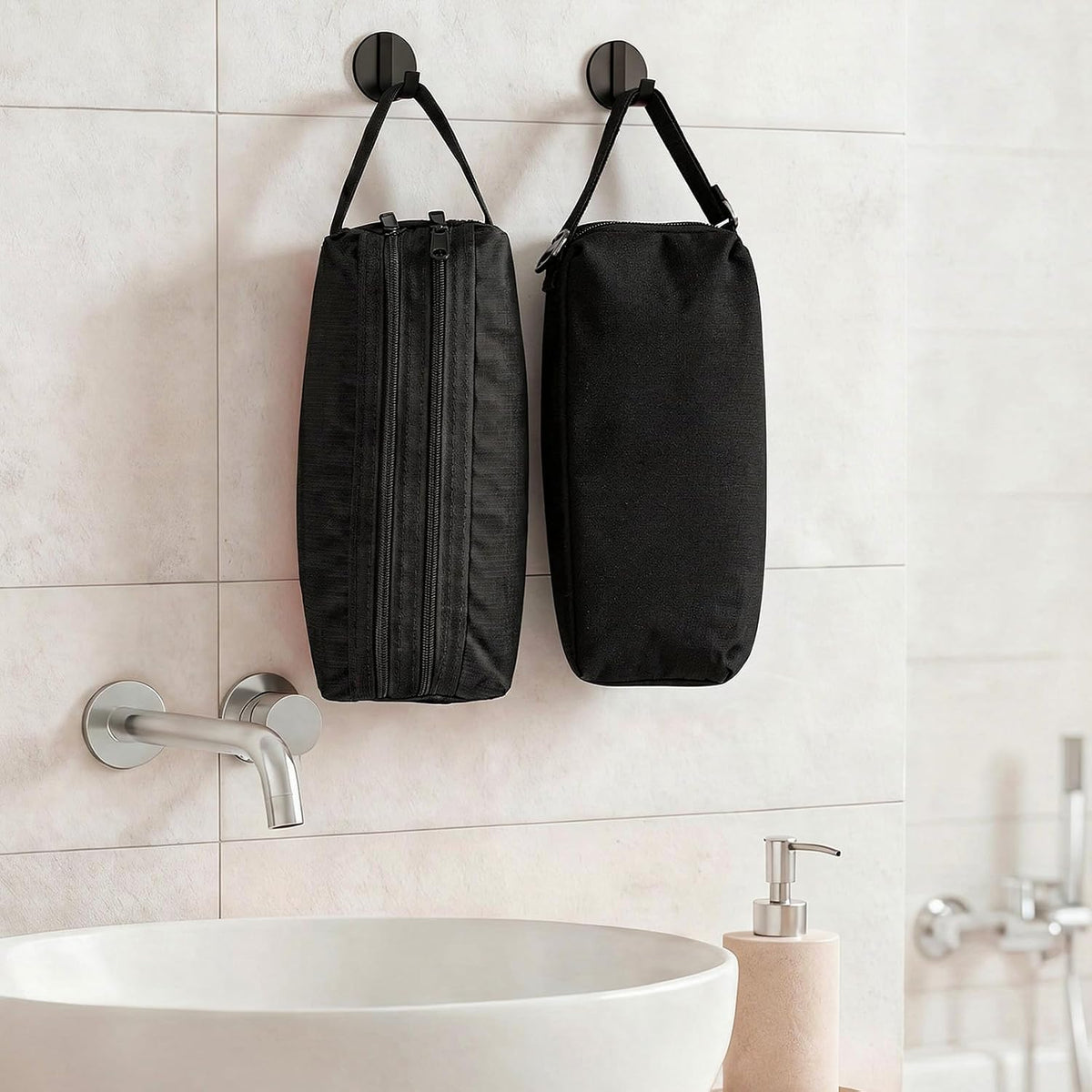 2 Pcs Men Toiletry Travel Bag,Waterproof Mens Toiletry Bags | Oxford Cloth Toiletry Bag for Men Small,Hanging Travel Toiletry Bag Men,Travel Essentials Accessories (Black)