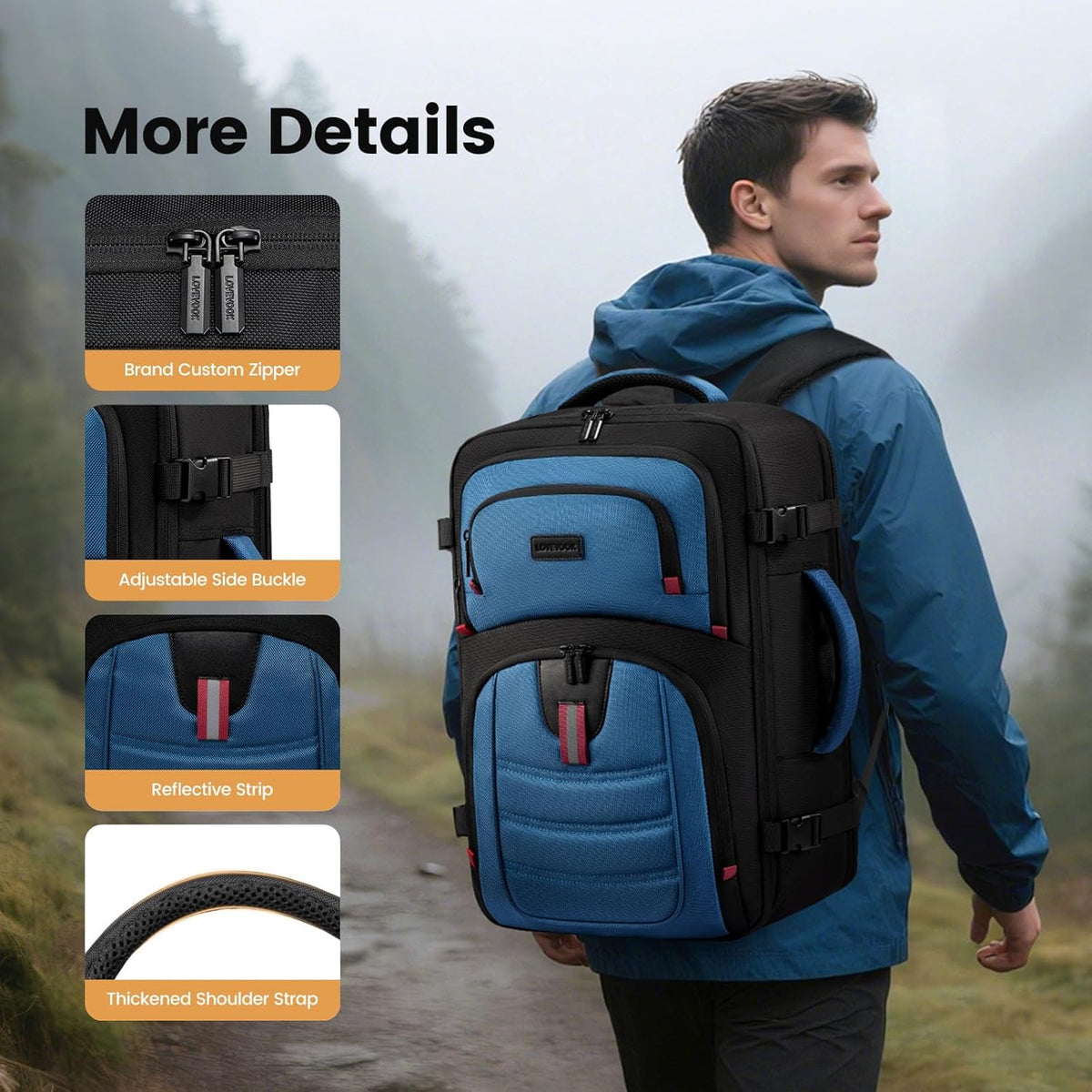 40L Travel Backpack for Men - Airline Approved Carry On Backpack | TSA Bags with 3 Packing Cubes, Waterproof Weekender Backpack Fits 17" Laptop, Overnight Personal Item Bag for Business Trips