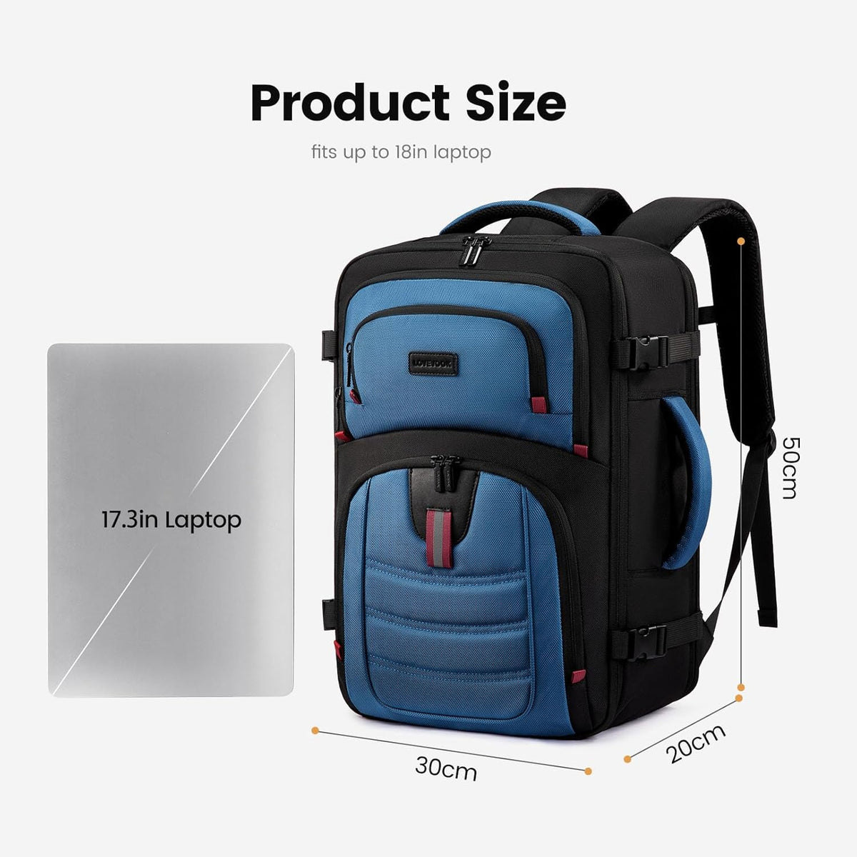 40L Travel Backpack for Men - Airline Approved Carry On Backpack | TSA Bags with 3 Packing Cubes, Waterproof Weekender Backpack Fits 17" Laptop, Overnight Personal Item Bag for Business Trips