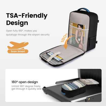 40L Travel Backpack for Men - Airline Approved Carry On Backpack | TSA Bags with 3 Packing Cubes, Waterproof Weekender Backpack Fits 17" Laptop, Overnight Personal Item Bag for Business Trips
