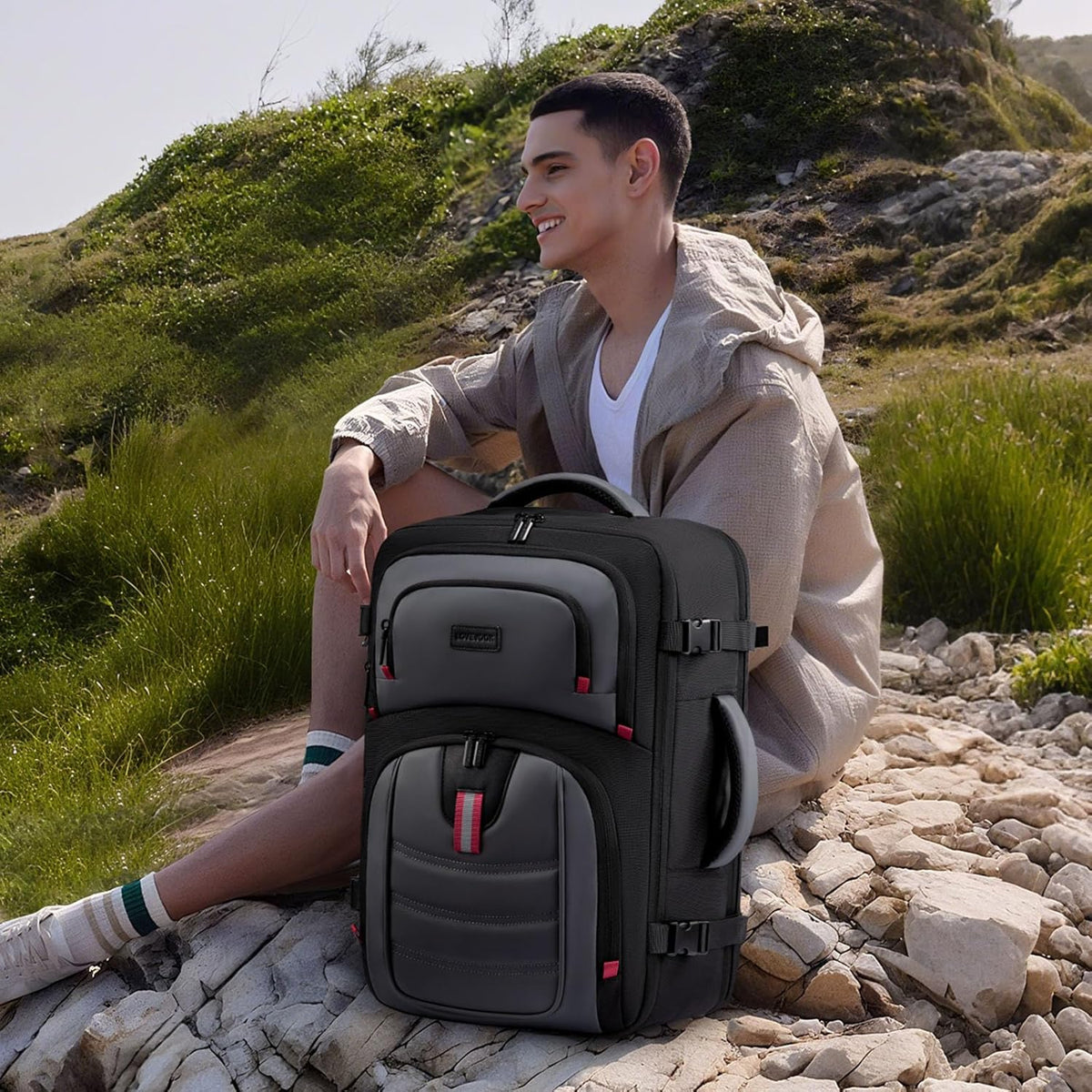 40L Travel Backpack for Men - Airline Approved Carry On Backpack | TSA Bags with 3 Packing Cubes, Waterproof Weekender Backpack Fits 17" Laptop, Overnight Personal Item Bag for Business Trips