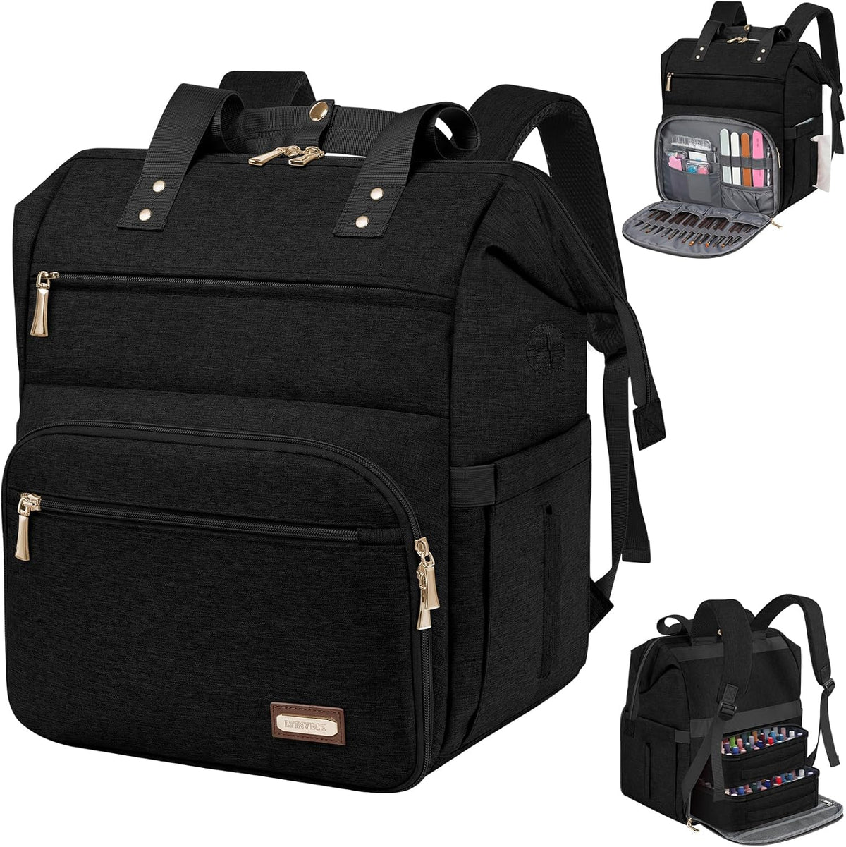 Nail Polish Organizer Case Backpack Holds 70 Bottles (15ml/0.5fl.oz) & Nail Lamp, 2 Layers Detachable Nail Kit Storage Case, Large Travel Nail Supplies Shoulder Bag for Manicure Tools (Purple)