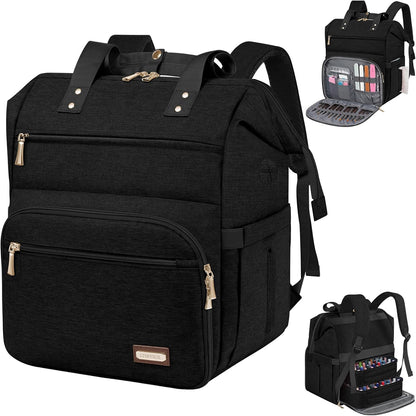 Nail Polish Organizer Case Backpack Holds 70 Bottles (15ml/0.5fl.oz) & Nail Lamp, 2 Layers Detachable Nail Kit Storage Case, Large Travel Nail Supplies Shoulder Bag for Manicure Tools (Purple)
